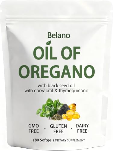 BELANO Oregano Oil & Black Seed Oil Softgels Daily Herbal Oil Supplement Carvacrol & Thymoquinone Blend 2-in-1 Formula 180 Softgels