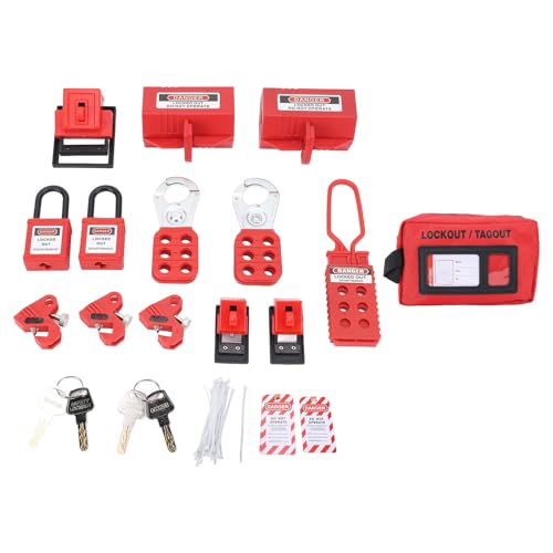 Electrical Safety Loto Kit, Lockout Tagout Kit with Heavy Duty Carrying Bag Multiple Workers Use Hasp Set and Essential Lockout Devices for Electrical, Pneumatic