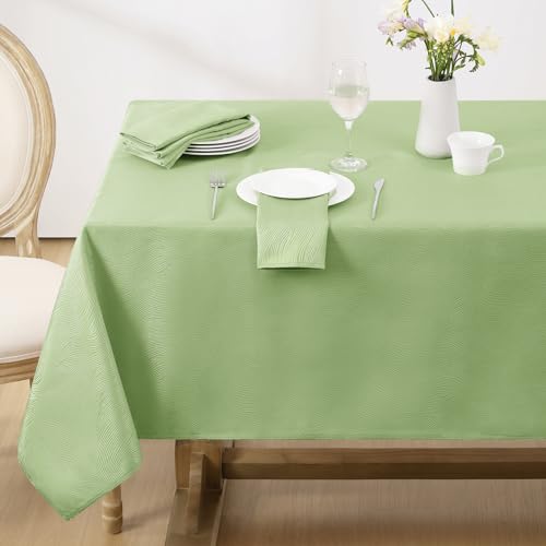 Softalker Jacquard Rectangle Tablecloth 60 x 84 Inch, Sage