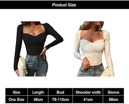 Haibang Dames shirt met lange mouwen elegant slim fit basic geribbelde top met vierkante hals Y2k crop top sexy slim fit T-shirt elastische kant spliting blouse pullover mode streetwear, Roze, S