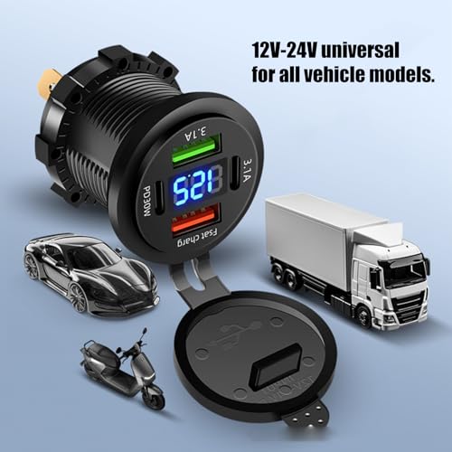 Cargador de coche multiport y pantalla digital para carga simultanea 5