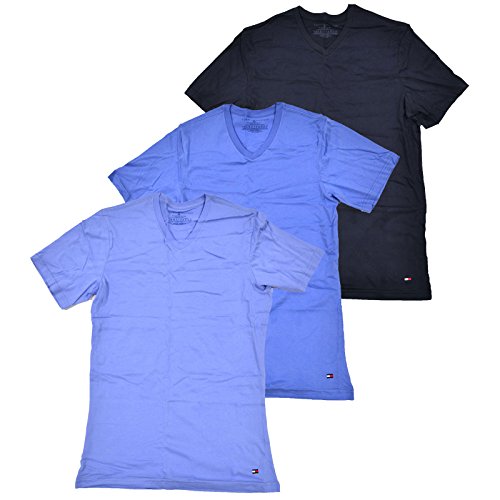 Tommy Hilfiger 3-pack Slim Fit V-neck Undershirts (L, Blue)