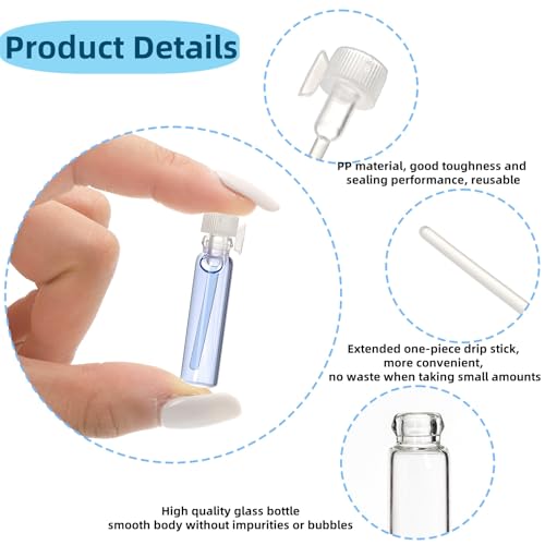 200Pcs Mini 1ml Clear Glass Perfume Sample Bottles with 5 Droppers, Empty Refillable Cologne Decant Bottles, Travel Tester Vials for Fragrance, Essential Oils, DIY Liquids3