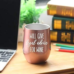 KLUBI Lawyer Gifts -Will Give Legal Advice for Wine 12oz Tumbler/Mug for Wine or Coffee - Gift Idea for Law School, Judge, Women, Men, Attorney, Student, Paralegal, Graduation, Prosecutor KLUBI Lawyer Gifts Will Give Legal Advice for Wine 12oz TumblerMug for Wine or Coffee Gift Idea for Law School Judge Women Men Attorney Student Paralegal Graduation Prosecutor