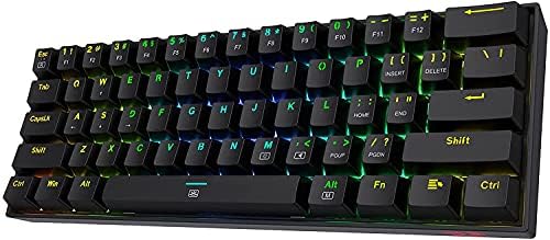 Redragon K630 Dragonborn %60 kablolu RGB oyun klavyesi, 61 tuşlu kompakt mekanik klavye, mavi dokunmatik şalterli, profesyonel sürücü desteği, siyah