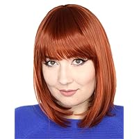 WIG ME UP - VK-10-TF2315 Parrucca Donna Corta Altezza Spalle Bob Lungo Liscia Cleopatra Frangetta Rosa Chiaro