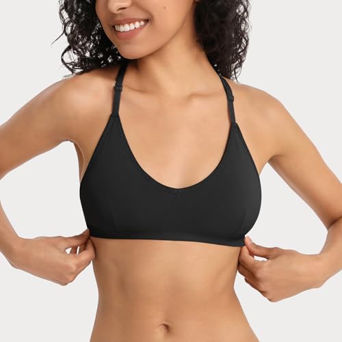 Image of INIBUD Sports Bras for Women Racerback Triangle Padded Bralette Y Back Seamless Bra No Underwire V Neck Wireless