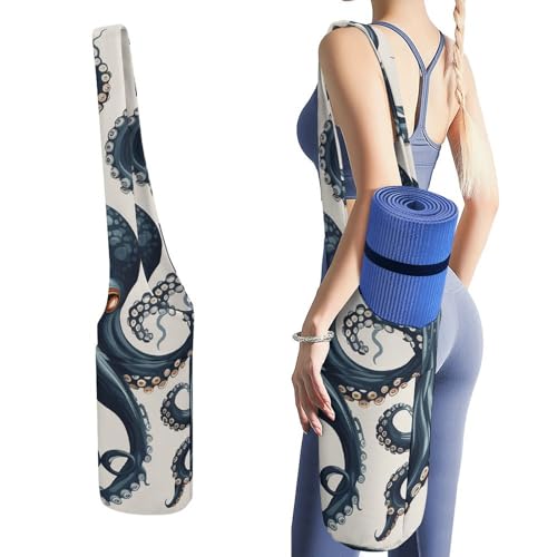 Sac de tapis de yoga grande capacité en toile solide avec sangle de transport et motif original