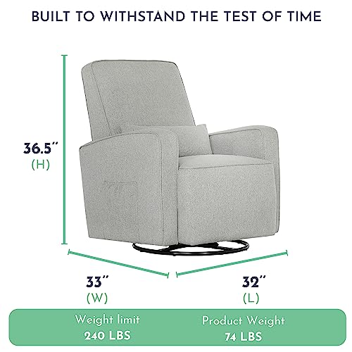 Evolur Holland Upholstered Plush Seating Glider Swivel, Glider Chair for Nursery in Harbor, Modern Nursery Glider, Tool-Free Assembly, Easy to Clean, Environmentally Conscious Glider