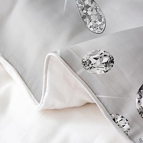 Parure de lit à paillettes argentées coton super king size gris - 6