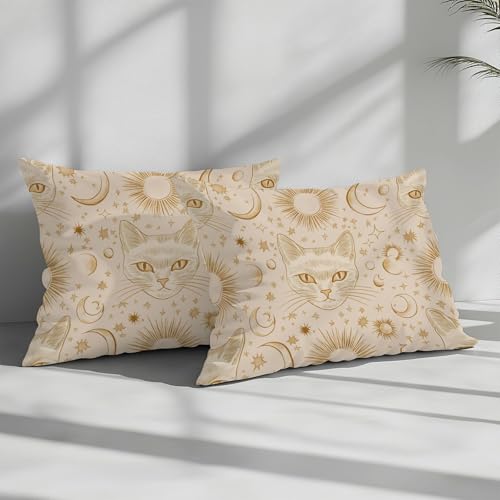 Housse de couette 240x260 chat CozyRest beige facile à repasser - 7
