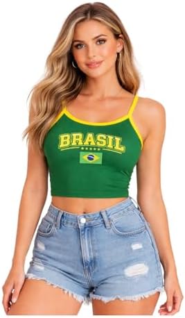 Blusa Cropped Alcinha Feminina Brasil Copa do Mundo Hexa Torcedor...