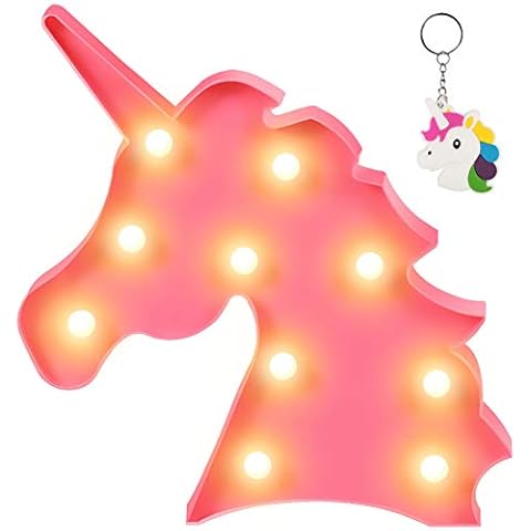AIZESI Unicorn Shaped Animal Light Table Lamp 3D Marquee Unicorn Sign Marquee Letter Nightlight Home Decoration Battery Operated Cover