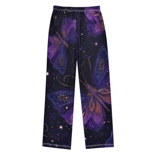 Galaxy Butterfly Boys Long Pants Soft Trousers Elastic Waist Kids Lounge Bottoms with Pockets S-XL2