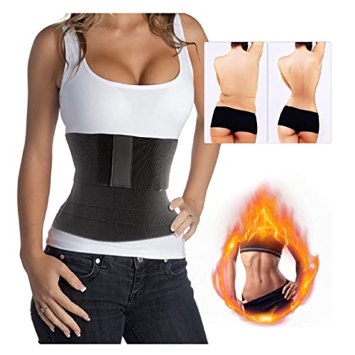 Bandage Wrap Lumbar Waist Support Trainer Races for Women Slimming Braces Tummy Wrap Belt for Women Belly Body Shaper Compression Wrap Back Braces Postpartum Recovery (Black, 3M)