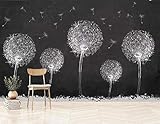 Tzxztt Abstracto Negro Tridimensional Blanco Diente De León Moderno Papel Pintado 3D Seda Texturizada Primera Calidad Neutros Material Ideal Para SalóN Dormitorio-150cm×105cm