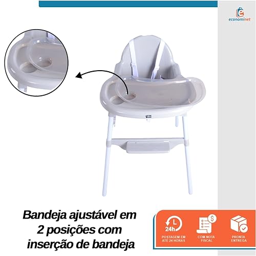 Cadeira Cadeirão Alimentacao Portatil Refeição Infantil Bebe Papa Feliz - Baby Style (Cinza)