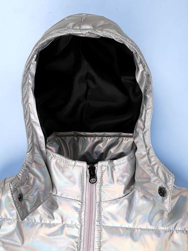 Image of KiddoPanti Girls Hooded Puffer Jacket with Front Zip & Pockets