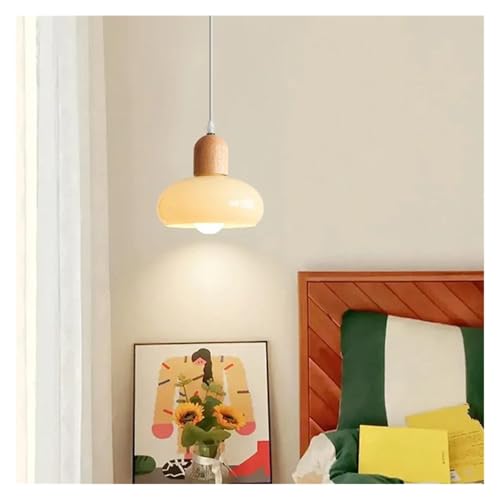 Lampe de Chevet Suspendue en Verre Kaki Crème pour Chambre Cosy