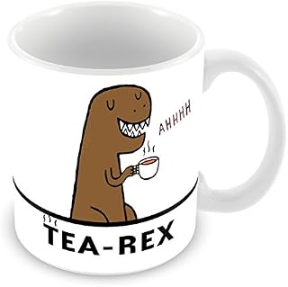 Funny Tea-REX Dinosaur Coffee, Tea Mug Ceramic White 11oz by FT