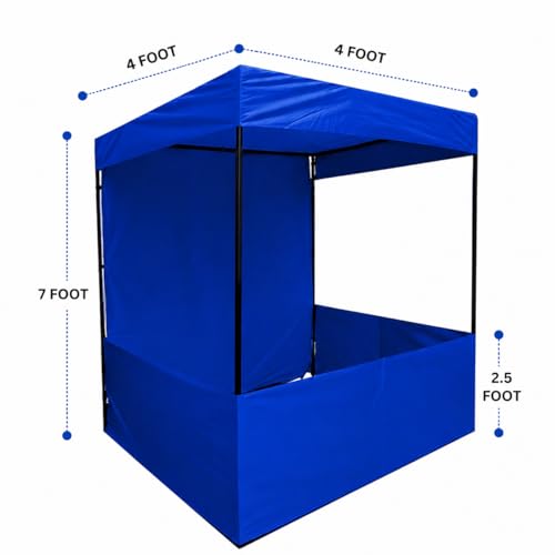 Image of Promotional Canopy Outdoor Advertising Stall Tent 4x4x7 ft - Waterproof, 3-Side Open Canopy for Marketing Stall, Exhibitions - UV Protection Canopy, Heavy-Duty with Carry Bag, Blue
