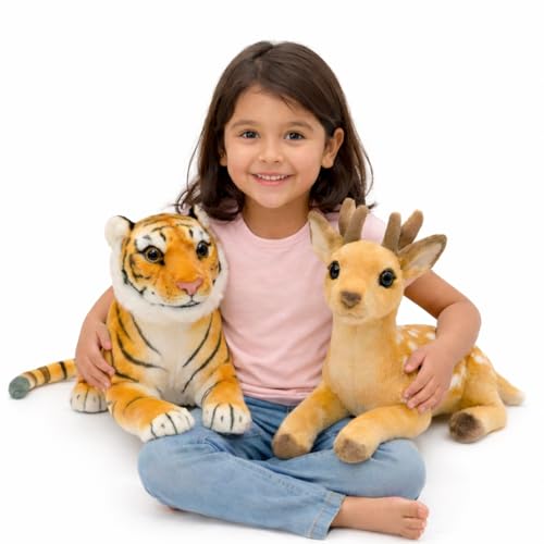 Image of Tabitha Stuffed Toys-Ultra Soft Plush Toy for Kids | Birthday Gifts for Kids and Girls | (Combo of 2 Toys 32 Cm Tiger & Deer)