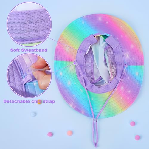 Image of Kids Sun Hat for Toddler Girls Unicorn Bucket Hats UV Protection Summer Hat for Kids Wide Brim Fishing Hat 2-8 Years