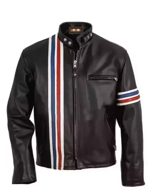 Mens American Flag Leather Biker Motorcycle Jacket2
