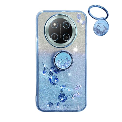 YUECXIN Funda Glitter para Honor Magic 7 Lite 5G/Magic7 Lite/X9c, Cute Brillante para Niñas Mujerese Carcasa Bling, Ultradelgado Suave Prémium Antigolpes TPU Bumper Silicona Cubierta, Azul
