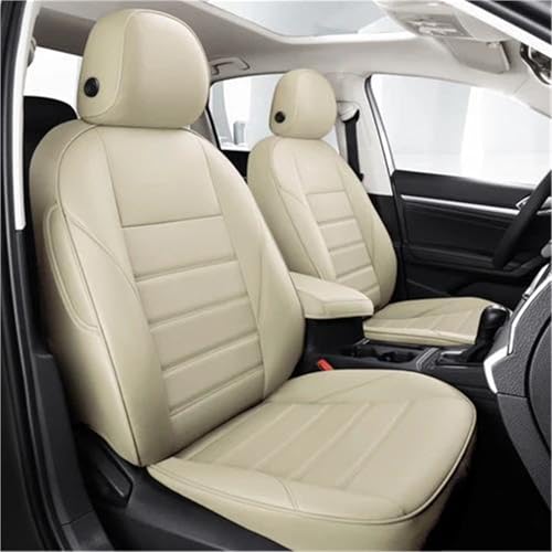 Housses de siège auto en cuir beige protection totale 5 places