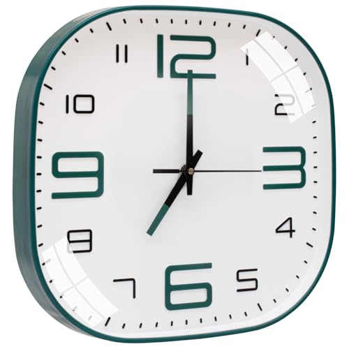 Image of TEKCOOL Plastic Analogue Wall Clock 12 inch Silent Quartz Decorative Wall Clock Non-Ticking Classic Clock Battery Operated Round Easy to Read for Room /Home /Kitchen /Bedroom /Ofice /School.White green 