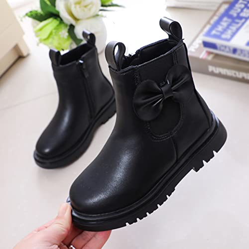 EnJoCho Girl Toddler Rain Boots 3-12Years Girls Leather Boots Shoes Waterproof Leather Short Boots Non Slip Breathable Boots4
