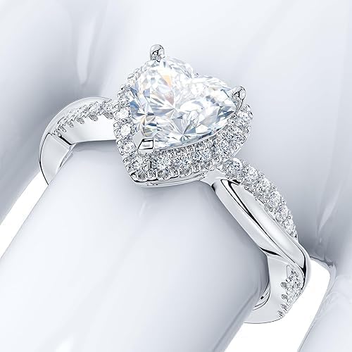 Heart Cut Lab Diamond Engagement Ring, 2.50 Ct, Halo Design, 14K White Gold Finish
