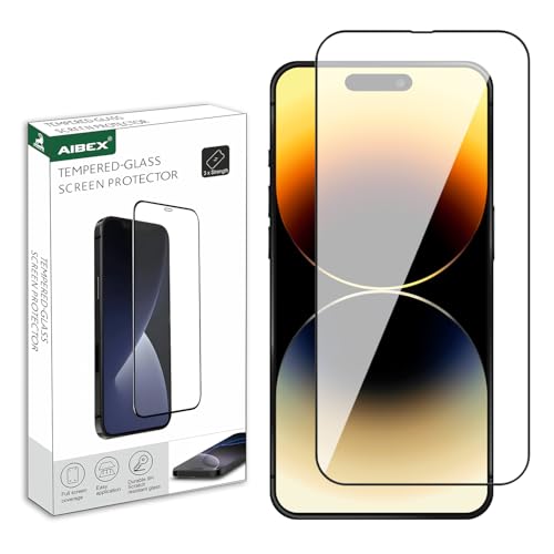 Image of AIBEX Military-Grade Premium Tempered Glass Screen Protector for iPhone 14 Pro Max with Edge to Edge Coverage - Case Friendly, Anti-scratch and Bubble free installation kit