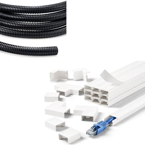Cord Cover Wall Kit 157in & Wire Loom 1/2 inch 10ft, YCLYC Split ...