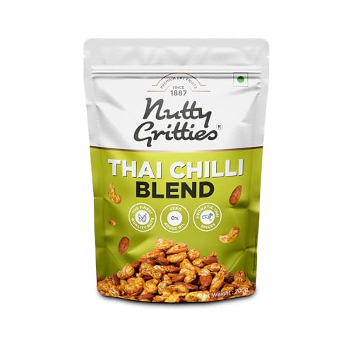 Image of Nutty Gritties Thai Chilli Blend Trail Mix 200g - Roasted Spicy Flavoured Almonds, Cashews and Peanuts| Healthy Party Snack | Dry Roasted, Non Fried, Zero Oil, Crunchy, Tasty