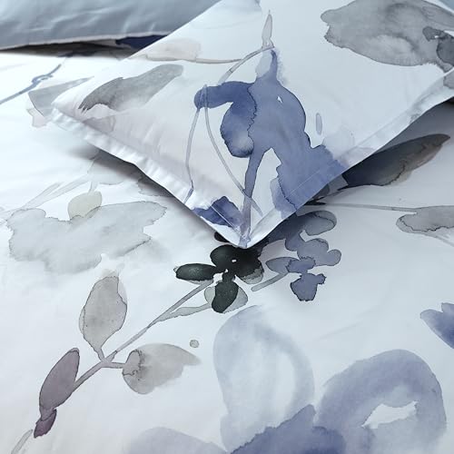 Majestic Giftware Madison Linen 8-Piece Full Size Duvet Bedding Set (BL105-F) | Summer Breeze - Ocean Blue 300 TC Cotton Sateen Durable & Washable | 2 Fitted Sheets, 2 Duvets, 4 Pillowcases