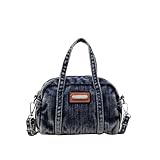 Women's Denim Crossbody Bag - Small Fashion Jean Purse Hobo Tote Handbag with Zipper, Adjustable Strap, Casual Canvas Purse (【Blue】)