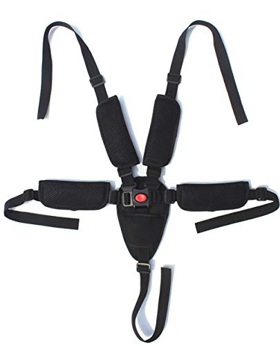 Sangles de chaise haute, harnais à 5 points, harnais de chaise haute, remplacement de ceinture sans danger pour bébé pour poussette chaise haute poussette landau poussette enfants(Noir) Cover