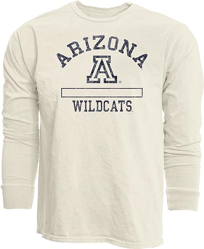 Arizona Wildcats NCAA Officially Licensed Long Sleeve T-Shirt Ivory Dyed Ringspun, Large