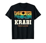 Krabi Tailandia Retro Atardecer Palm Beach Isla Tropical Camiseta