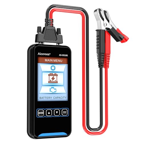 Aicevoos E6166 Testeur de Batterie, Testeur Batterie Voiture, 100-2000 CCA Testeur de Batterie pour Auto Testeur de Batterie 12V/24V Testeur Batterie