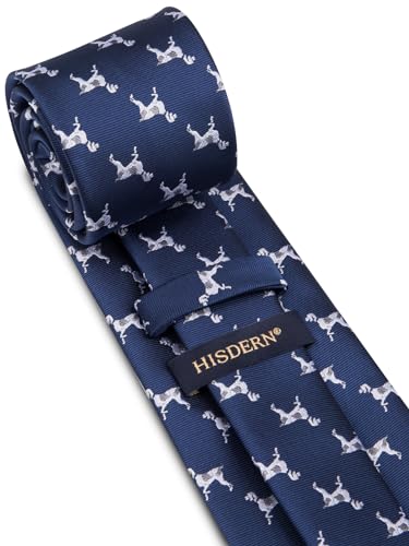 Image of HISDERN Ties for Men Classic Animal Tie and Pocket Square Set Jacquard Woven Silk Neckties Handkerchief Wedding Party