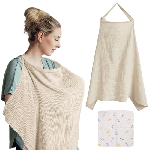 VEGCOO Stilltuch, Stillschal mit verstellbaren Trägern, 360 Grad...