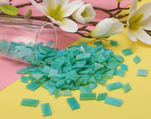 image for Lanyani 200 Pieces Glass Mosaic Tiles for Crafts,4 Shapes Mixed Colorf