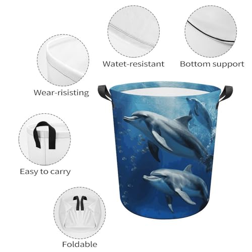 Panier à linge pliable dauphins mignons bac de rangement salle de bain - 5