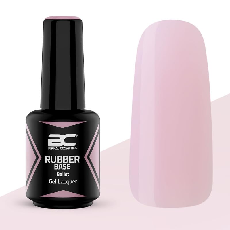 Rubber Base Ballet 15ml | Rosa Bebe Intenso | Esmaltes Semipermanentes | Autonivelante y duradero | Fortalecer uñas | Bernal Cosmetics