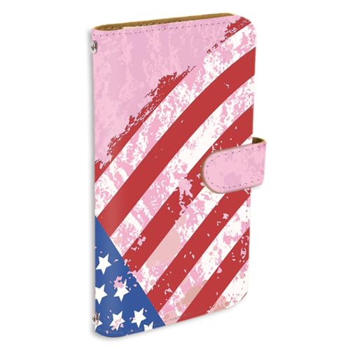 BASIO active2 SHG12 用 スマホケース 手帳 カードスロット ベイシオ アクティブ2のカバー 星条旗 ビンテージ風 アメリカ ピンク 164a05c