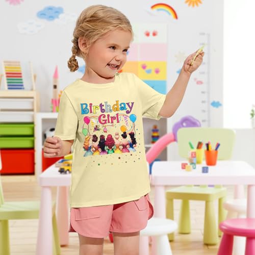 Image of Birthday Girl Shirt Kids Birthday Princess T-Shirt Toddler Girls Birthday Party Tee Cute Birthday Family Tee Tops