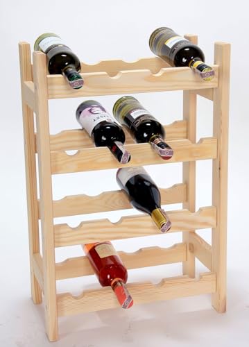 Weinregal Holz Flaschenregal Weinablage Flaschenständer bis 42 Flaschen massiv Kiefer aus unbehandeltem Holz (bis 16 Flaschen: 60x44x25 cm)